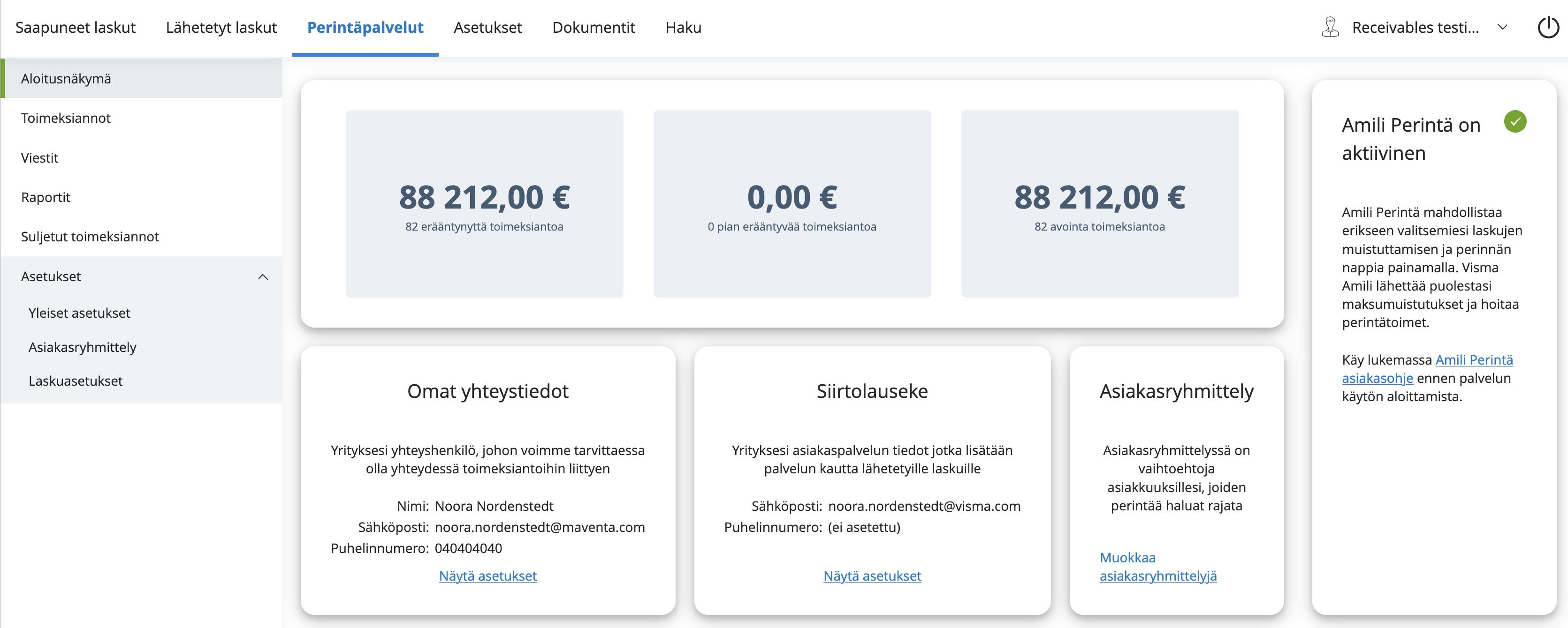 Saatavien yleiskatsaus